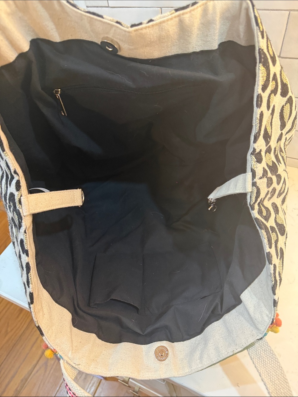 Leopard Beaded Tote Bag - America & Beyond. Like new - Picture 4 of 4